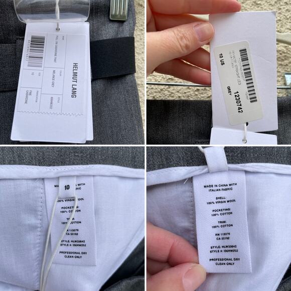 NEW Helmut Lang Hi Waist Paperbag Gabardine Pants 10 Grey - Picture 8 of 10